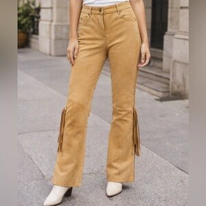 Harley Davidson Leather Pants Women’s 8 Tan Fringe Western Motorcycle Biker